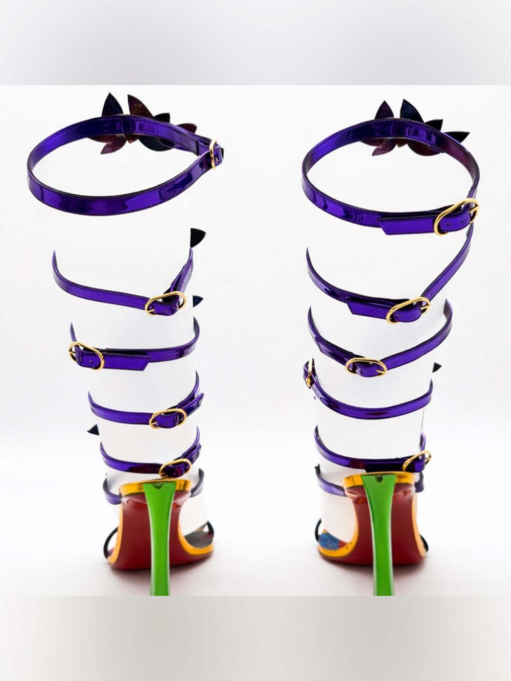 Christian Louboutin Marvel Sea Warrior Gladiator Knee High Sandal Metallic 40.5 - Picture 5 of 14